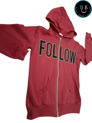 Kapüşonlu Fermuar Kapamalı Baskılı Çocuk Hırkası 11 Yaş - Mürdüm