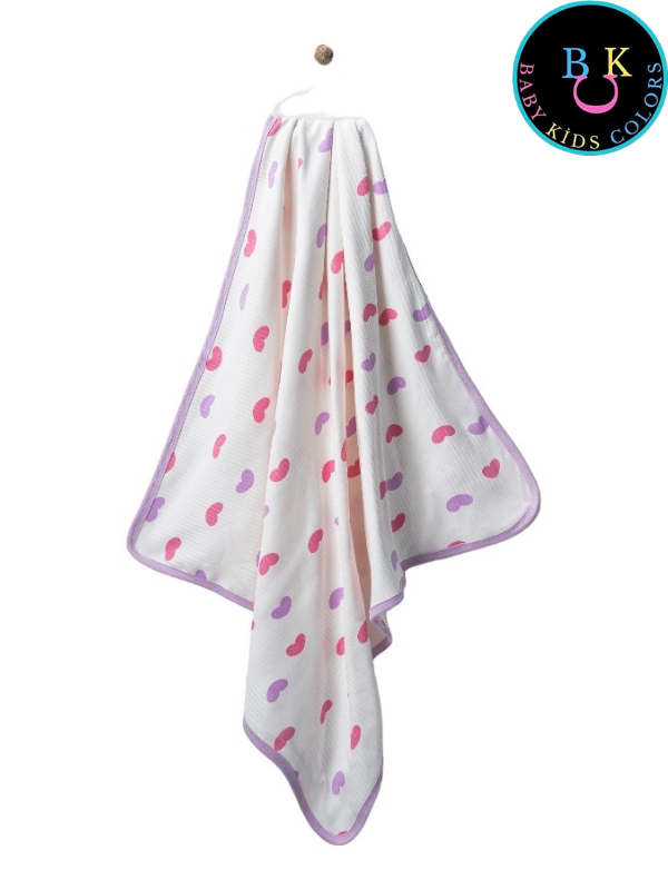 Baskılı bebek battaniyesi 80*90 Çift kat LİLA