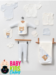 Hastahane çıkışı 11'li organik lüks anti alerjik yeni doğan zıbın seti Yeni Doğan - Mavi