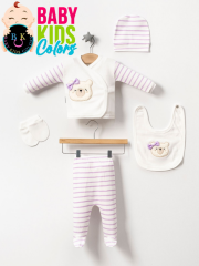 Lüks Ayıcık Yeni Doğan Hastane Çıkış 5'li Zıbın Seti Kutulu Yeni Doğan - LİLA