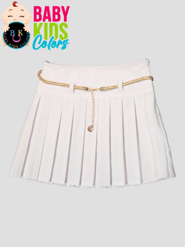 Düz renk pileli çocuk etek 5 Yaş - Beyaz