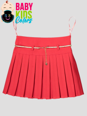 Düz renk pileli çocuk etek 10 Yaş - KIRMIZI