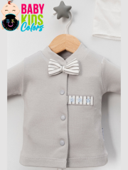 Lüks Papyon Çizgili Yeni Doğan Hastane Çıkış 10'lu Zıbın Seti (KUTULU) Yeni Doğan - Gri