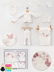 Lüks Kelebek Yeni Doğan Hastane Çıkış 10'lu Zıbın Seti (KUTULU) Mürdüm